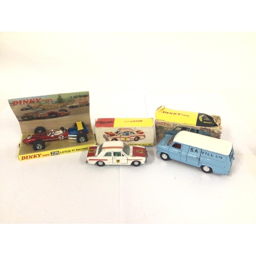 168 - A Boxed Dinky Toys Lotus F1 Racing Car #225 A Boxed Dinky Toys Lotus Cortina Rally Car #205 A Boxed ... 