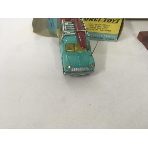 179 - Original boxed Corgi diecast model 485MINI COUNTRYMAN with surfboard missing figure. Crescent Toys G... 