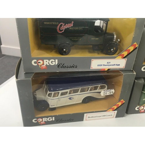 180 - A collection of Boxed Corgi diecast model vehicles including buses and vans.