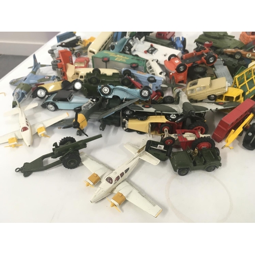 187 - A large collection of Playworn Diecast model vehicles manufactured by Corgy. Dinky. Lesney Includes ... 