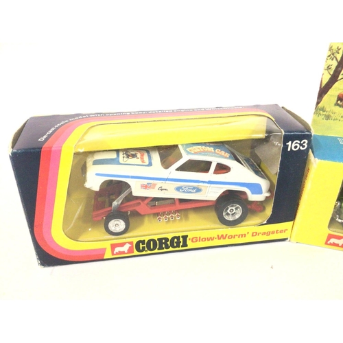 19 - A Boxed Corgi Glow-Worm Dragster #163 and a Mini Cooper Magnifique #334 Box Worn.