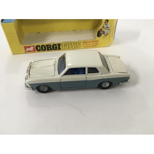 22 - Boxed Corgi diecast car 273. ROLLS ROYCE milliner Silver Shadow. GOLDEN JACKS take off wheels Torn b... 