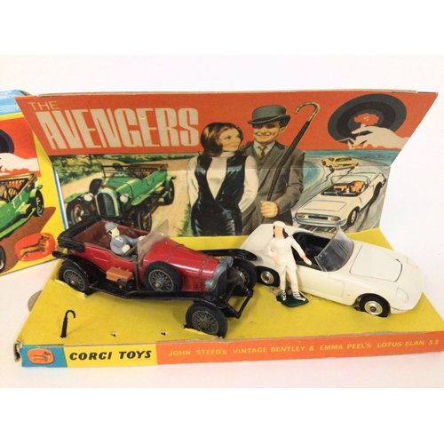 25 - A Boxed Corgi Gift Set #40, the Avengers John Steeds Vintage Bentley @ Emma Peels Lotus Elan S2. Onl... 