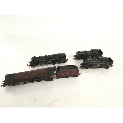 505 - A collection of 4 loose model railway locomotives 1 with tender. 00 gauge by HORNBY DUBLO