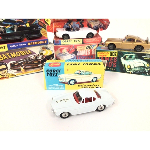 52 - 4 X Boxed Corgi Toys In Repro Boxes Including The Saint. Batman. And James Bond.