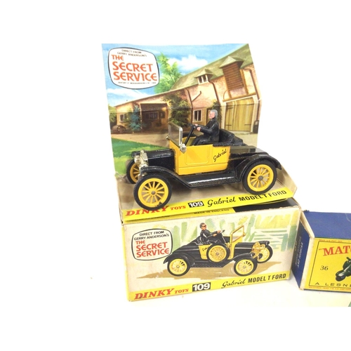 55 - A Boxed Dinky Gabriel Model T Ford And A Matchbox Motor Scooter And Sidecar.