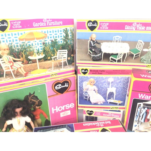 672 - A Collection of Boxed Sindy Furniture. A Doll and accessories. Also a Horse.