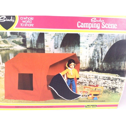 672 - A Collection of Boxed Sindy Furniture. A Doll and accessories. Also a Horse.