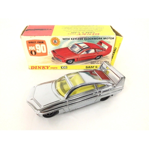 68 - A Boxed Dinky Joe 90 Samâs Car in Crome. #108. Inner box. Badge and Instructions missing.