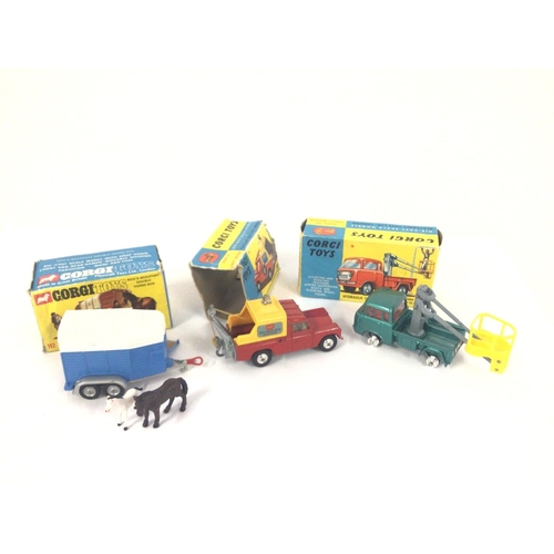 7 - Boxed Corgi Toys Land Rover Breakdown Truck #477 Rices Beaufort Double Horse Box #112 Hydraulic Towe... 