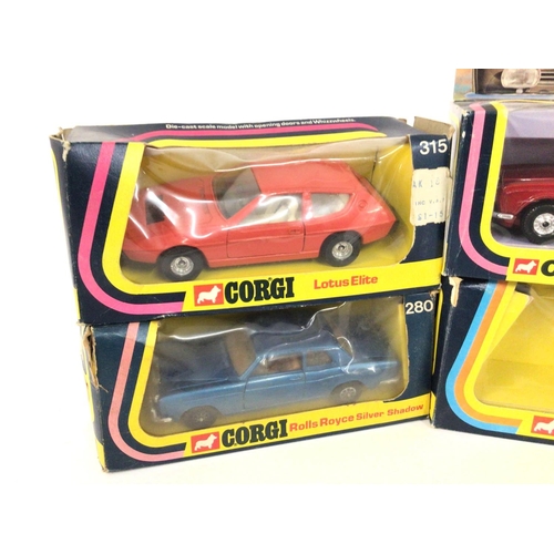 77 - 4 X Boxed Corgi Vehicles. A Lotus Elite #315. A Rolls Royce Silver Shadow #280. A Rolls Royce Cornic... 