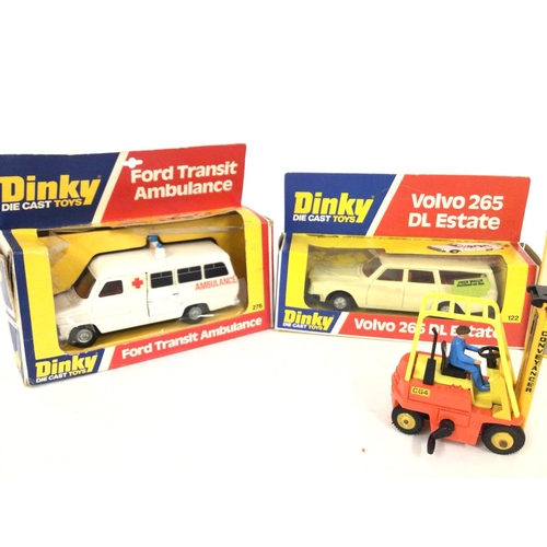 80 - A Boxed Dinky Ford Transit Ambulance #276. A Dinky 265 DL Estate #122 and a Conveyancer Fork Lift Tr... 