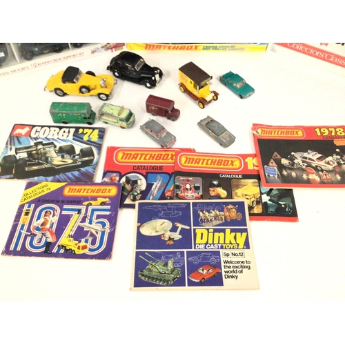 82 - A Collection of Boxed And Loose Diecast including matchbox. Corgi. Lledo. And 6 Toy Catalogs.