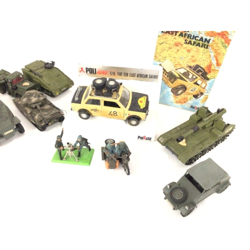 85 - A Collection of Playworn Diecast Including Dinky. A Boxed Polistil Fiat 128 and Britains.