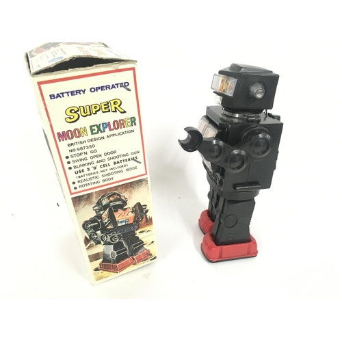 99 - A boxed battery operated robot with several features. Called SUPER MOON EXPLORER it is Made in Hong ... 