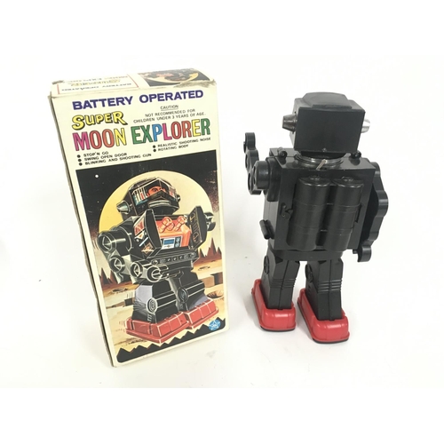 99 - A boxed battery operated robot with several features. Called SUPER MOON EXPLORER it is Made in Hong ... 