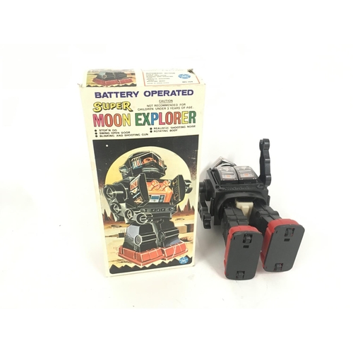 99 - A boxed battery operated robot with several features. Called SUPER MOON EXPLORER it is Made in Hong ... 