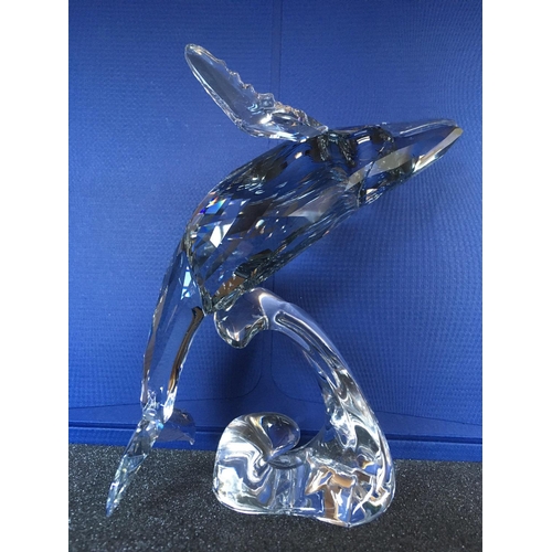 1109 - A large Swarovski Paikea Whale figure breaching against a wave in fitted box with certificate of aut... 