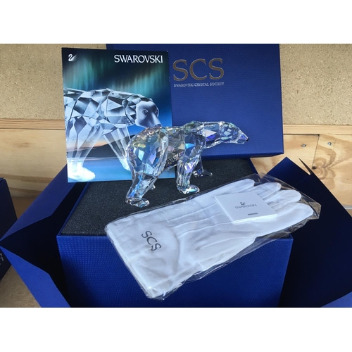 1111 - A Large Swarovski Siku Polar Bear figure in fitted box with certificate of authenticity.