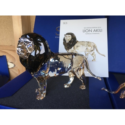 1118 - A large Swarovski Crystal SCS Annual Edition 2016 Lion Akili figure in fitted box with certificate o... 