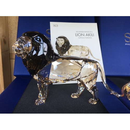 1118 - A large Swarovski Crystal SCS Annual Edition 2016 Lion Akili figure in fitted box with certificate o... 