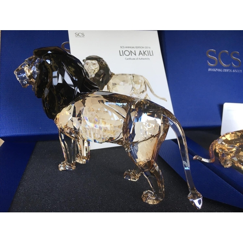 1118 - A large Swarovski Crystal SCS Annual Edition 2016 Lion Akili figure in fitted box with certificate o... 