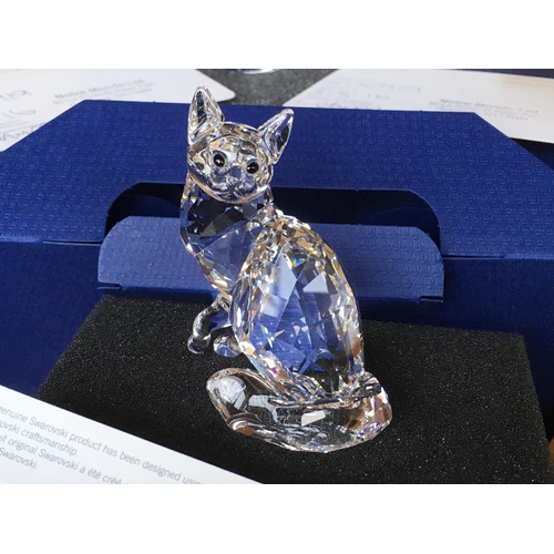 1122 - Four Swarovski animal figures including Cat, crocodile, blue whale and Kangaroo with Joey. All in fi... 