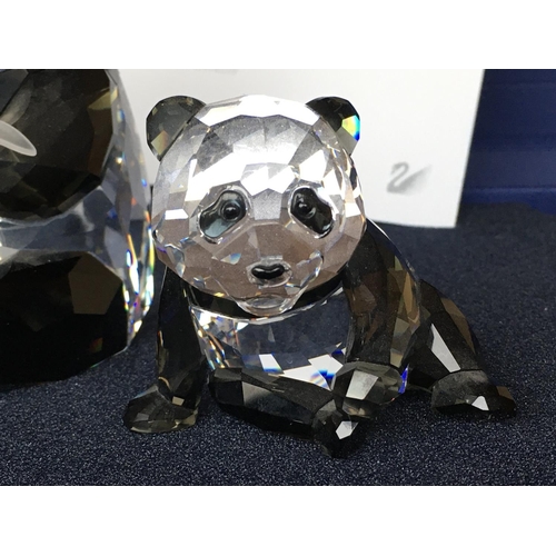 1128 - Swarovski Endangered Wildlife series - Panda mother and cub in fitted box with certificate of authen... 