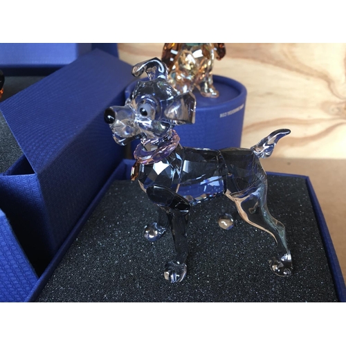 1138 - Six boxed Swarovski Disney Dog figures including Pluto, Lady and Tramp from Lady and The Tramp, pupp... 