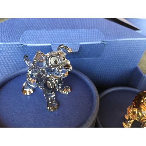 1138 - Six boxed Swarovski Disney Dog figures including Pluto, Lady and Tramp from Lady and The Tramp, pupp... 