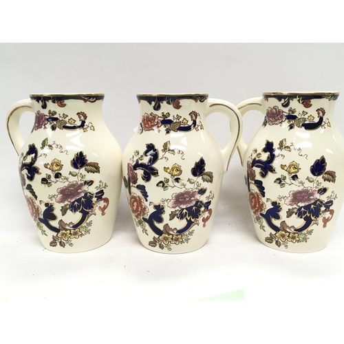 1157 - A trio of Masons Ironstone Blue Mandalay jugs , postage category D- NO RESERVE