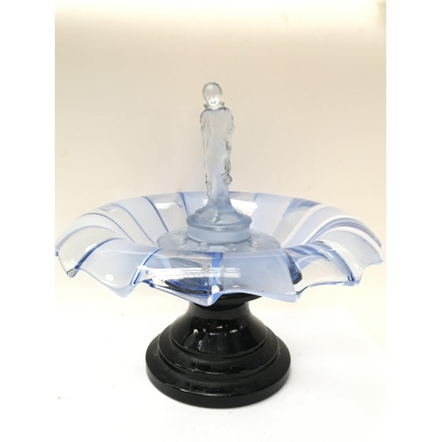 1159 - An early 20th century blue coloured glass flower arranger, some chips. Approximately 28cm tall posta... 