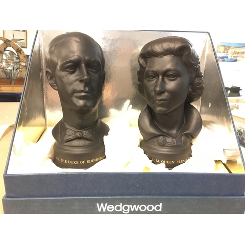 1179 - A boxed pair of Wedgwood Royal busts of The Duke of Edinburgh and Queen Elizabeth II , commemorating... 