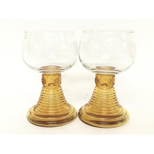 1218 - A collection of glassware including Georgian rummels and vintage continental glass with etched decor... 