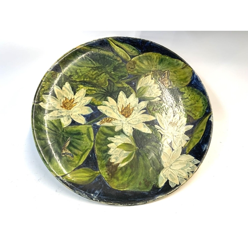 1245 - A hand painted Minton pottery wall charger, date cypher for 1876, 34cm diameter. (D)- NO RESERVE