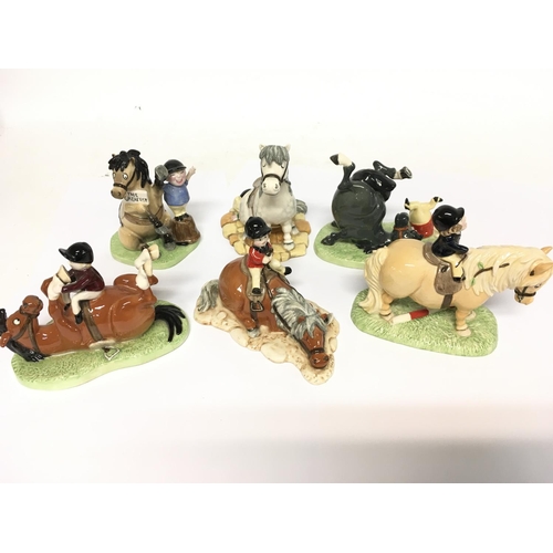 1256 - 6 Royal Doulton Thelwell Figures & Horse Box Signed Print. CAT D