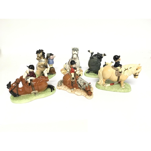 1256 - 6 Royal Doulton Thelwell Figures & Horse Box Signed Print. CAT D