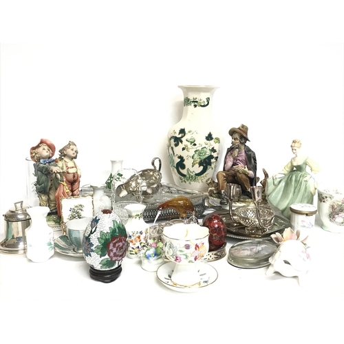 1277 - An assorted collection of ceramics including porcelain figures Royal Doulton (restored), plated item... 