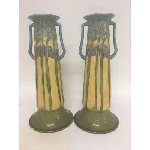 1289 - A pair of Minton tube line decoration vase damage to both 30 cm .