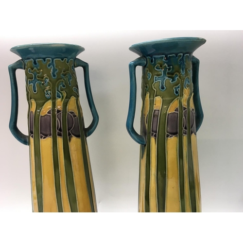 1289 - A pair of Minton tube line decoration vase damage to both 30 cm .