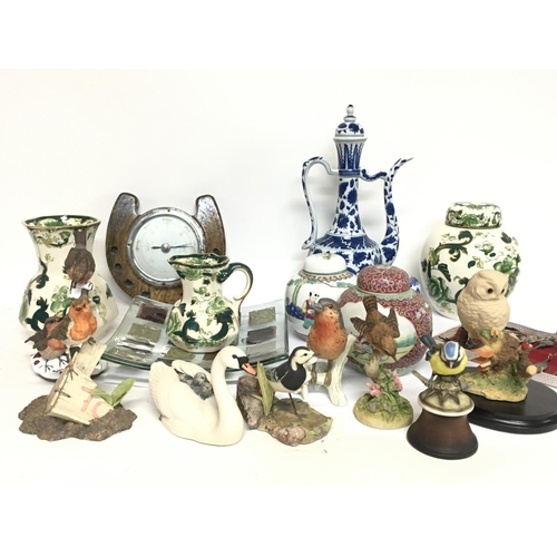 1329 - A Collection of porcelain items including modern reproduction Chinese jars, Masons ironstone jugs, r... 