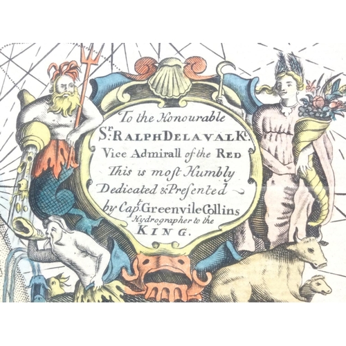 1611 - A framed map of the East Coast of England by Captain Greenville Collins, frame dimensions 56x67.5cm.... 