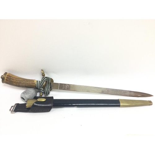 1733 - A Surperb Nazi Hunting Association Dagger With Original Straps and Portepee. Blade appears in Mint C... 