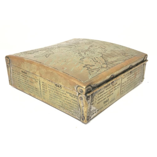 1753 - Brass cigar case, V-E World War II Battlefields of Europe. Postage category B