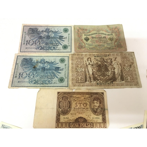 1755 - German Reichnotes and polish banknotes. Postage category A