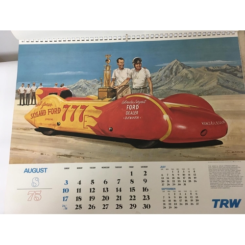 1761 - A 1975 TWR calendar with copy art work illustrations of classic cars.