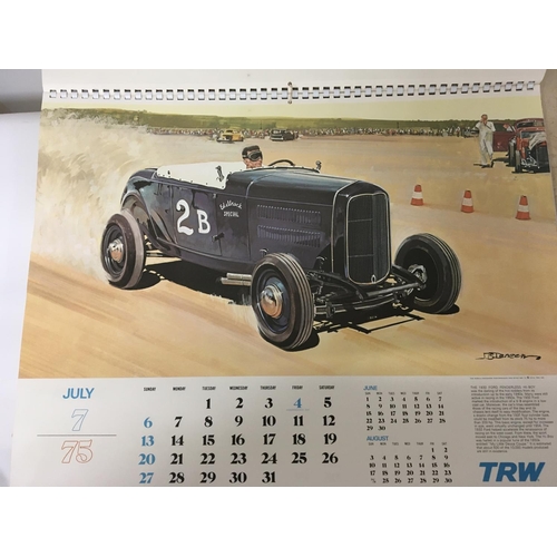 1761 - A 1975 TWR calendar with copy art work illustrations of classic cars.