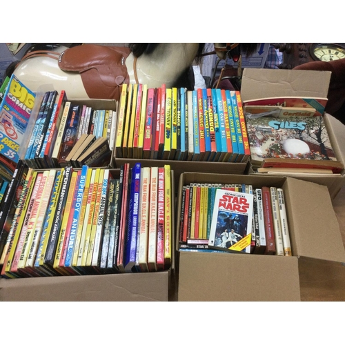 1800 - Nine boxes of vintage sci-fi and children's books and annuals. Shipping category D.