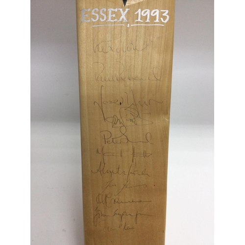 1801 - A signed Essex 1993 cricket bat plus two autobiographies and two Essex county cricket programs. Ship... 