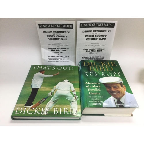 1801 - A signed Essex 1993 cricket bat plus two autobiographies and two Essex county cricket programs. Ship... 